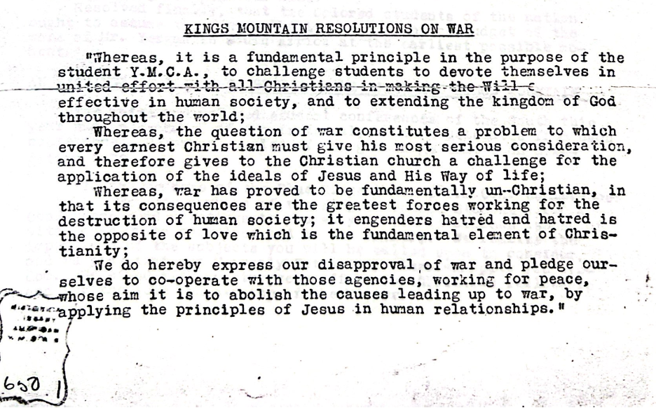 Kings Mountain Resolutions of War