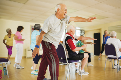 elderly people exercising